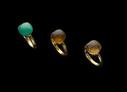 Lot en or jaune 18K (750‰) lisse comprenant...