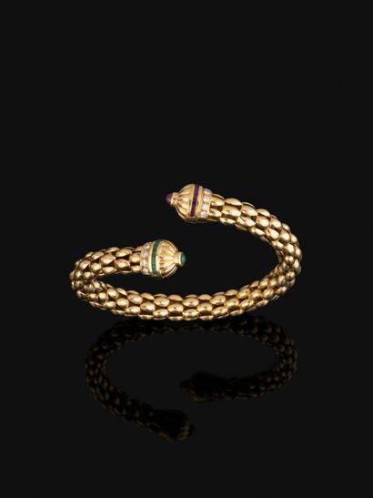 Bracelet Jonc semi rigide ouvert croisé en...