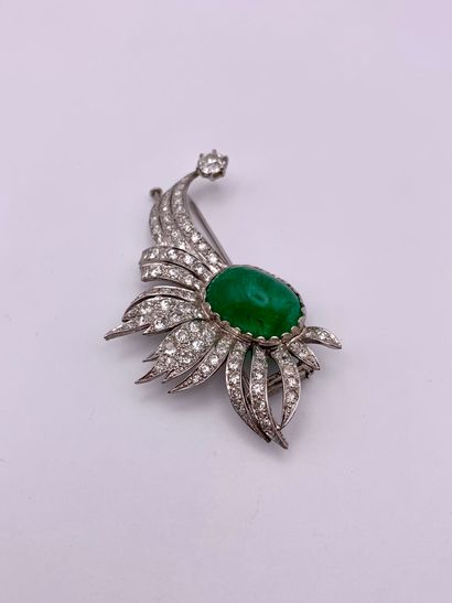 Broche Gerbe en or gris 18K (750‰) et platine...