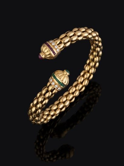 Bracelet Jonc semi rigide ouvert croisé en...