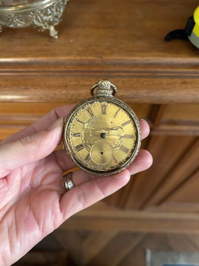 Montre à gousset en or jaune 14K (585‰),...