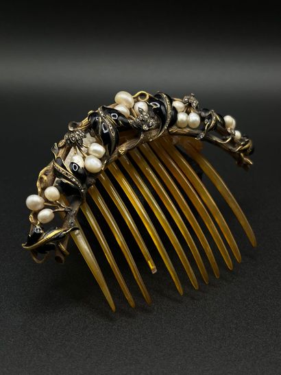 Peigne à chignon en or jaune 18K (750‰),...