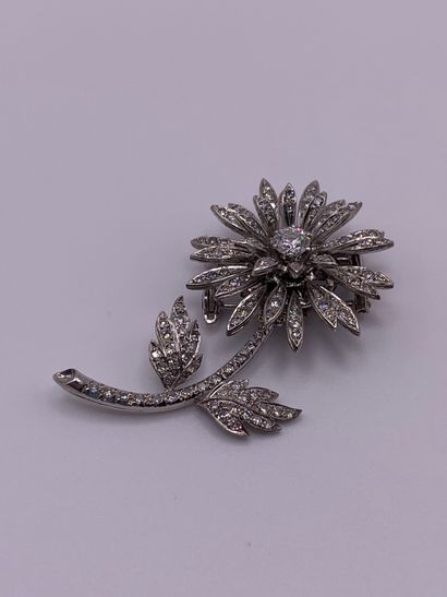 Broche Clip à transformation en or gris 18K...