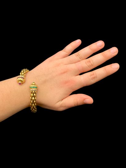 Bracelet Jonc semi rigide ouvert croisé en...