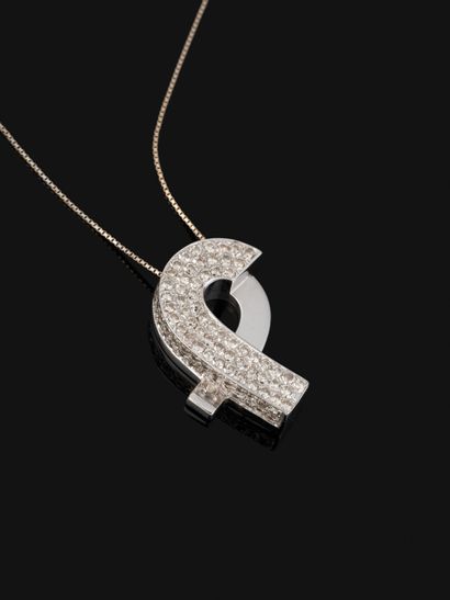 Collier en or gris 18K (750‰) à maille vénitienne...