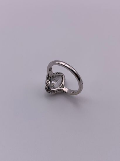 Bague en or gris 18K (750‰) et platine (850‰)...