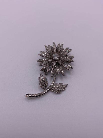 Broche Clip à transformation en or gris 18K...