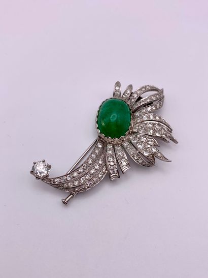 Broche Gerbe en or gris 18K (750‰) et platine...