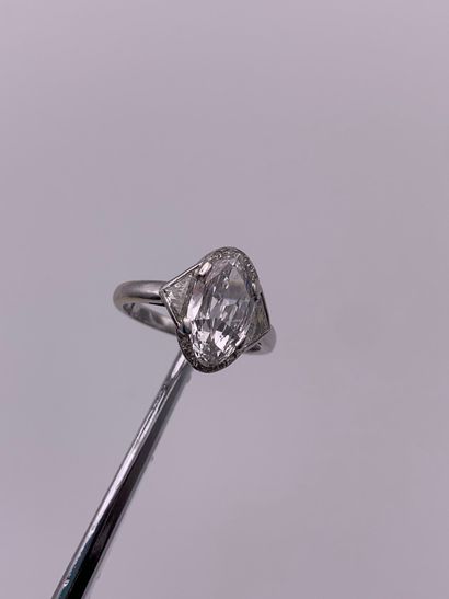 Bague en or gris 18K (750‰) et platine (850‰)...