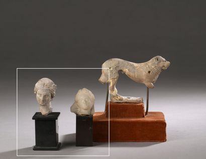 Lot including : 
- A half-veiled female head...