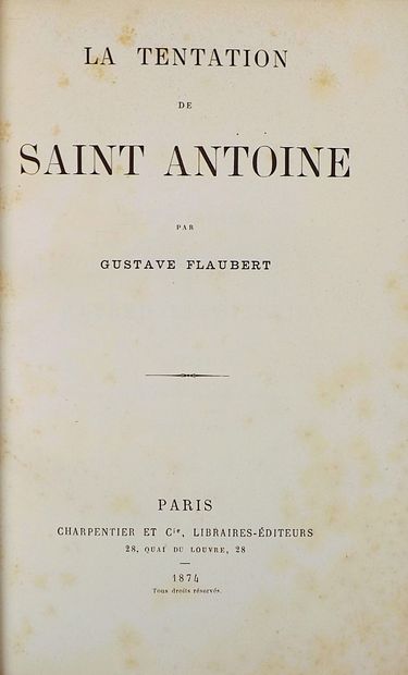 FLAUBERT (Gustave). LA TENTATION DE SAINT-ANTOINE....