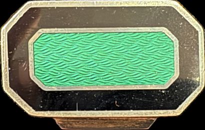 Small octagonal silver box (800‰), green...