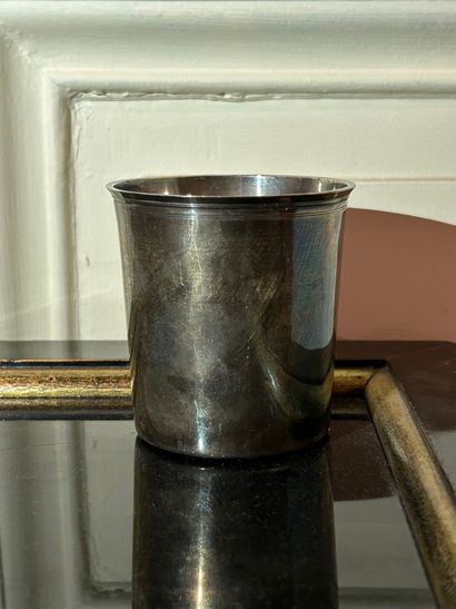 Timbale à fond plat en argent uni (925‰),...