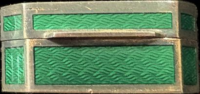 Small octagonal silver box (800‰), green...