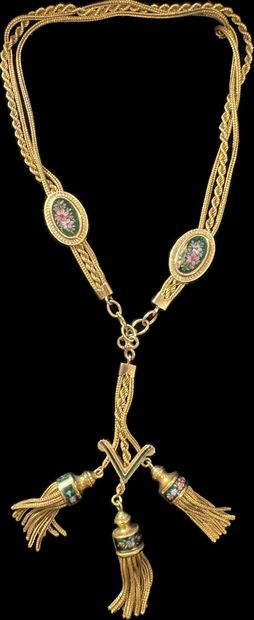 Antique necklace in 18K (750/oo) yellow gold...