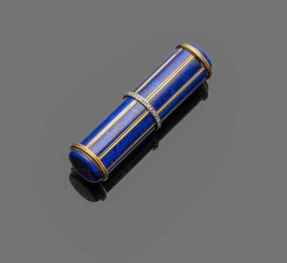 Tubular case in 18K (750‰) yellow gold and...