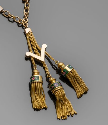 Antique necklace in 18K (750/oo) yellow gold...