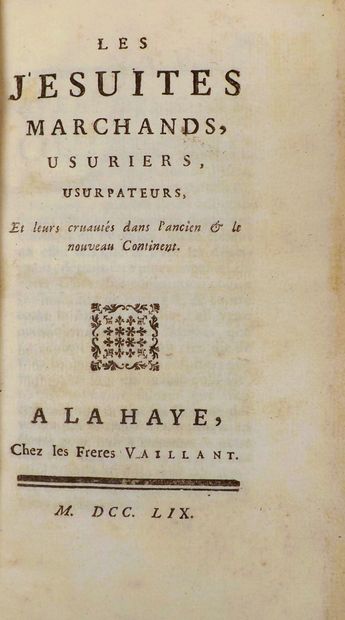 (Anonyme). LES JÉSUITES MARCHANDS, USURIERS,...