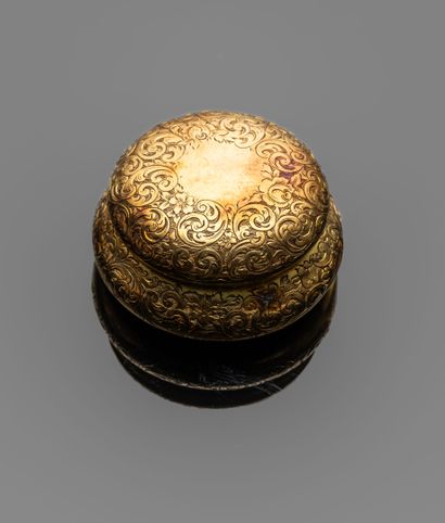 Pill box, circular in 18K (750‰) yellow gold,...