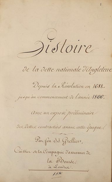 (Manuscrit) - GRELLIER (J.J.). HISTOIRE DE...
