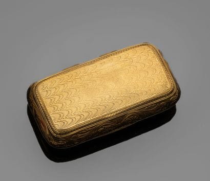 Snuff box in 18K (750‰) yellow gold with...