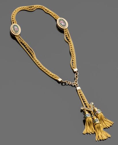 Antique necklace in 18K (750/oo) yellow gold...