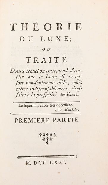 [BUTEL-DUMONT]. THÉORIE DU LUXE ou traité...