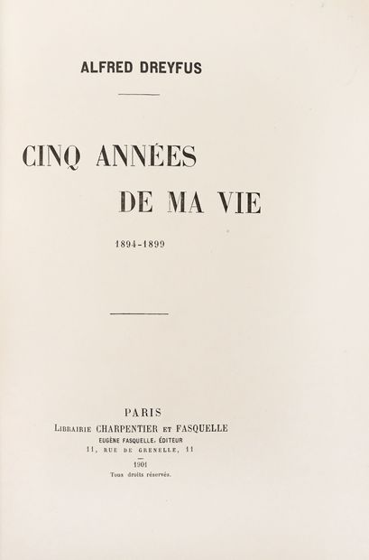 DREYFUS (Alfred). CINQ ANNÉES DE MA VIE....