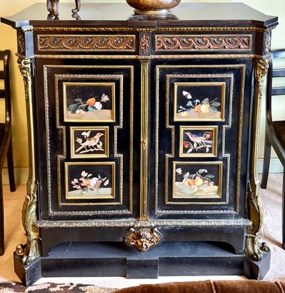 Armoire à hauteur d'appui en placage d'ébène...