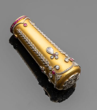 Umbrella handle in 18K (750‰) yellow gold,...