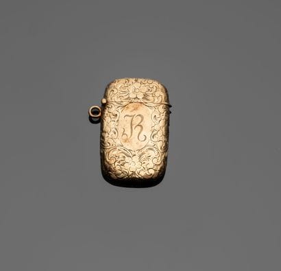 Matchbox in 14K yellow gold (585‰), chased...
