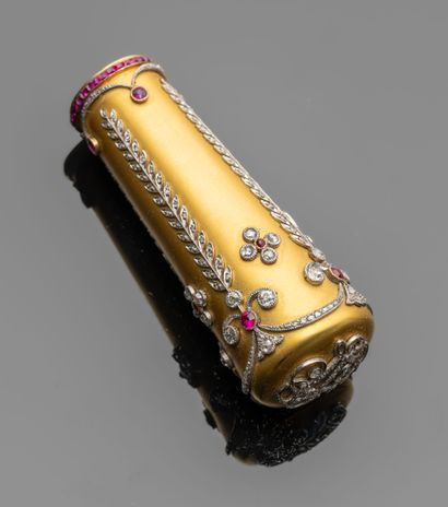 Umbrella handle in 18K (750‰) yellow gold,...