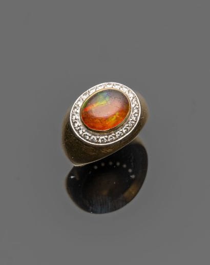 Ring in 18K (750/oo) smooth 2-tone gold,...
