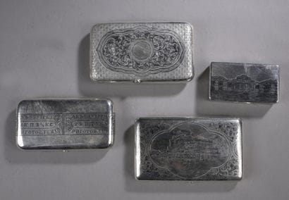 Quatre tabatières en argent (800‰), à décor...