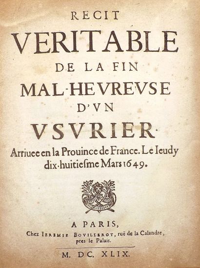 (Anonyme). RECIT VERITABLE DE LA FIN MALHEUREUSE...
