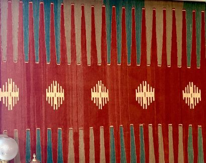 Tapis Kilim tissé en laine à motifs géométriques...