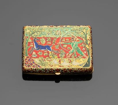 Cigarette case in 18K (750‰) yellow gold...