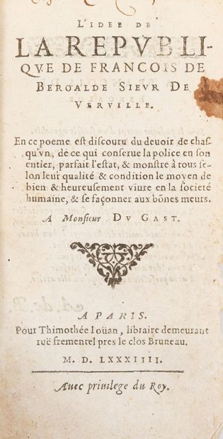 BEROALDE DE VERVILLE. L'IDEE DE LA REPUBLIQUE...