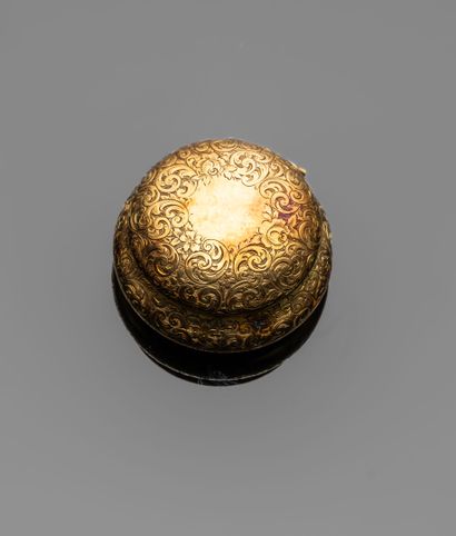 Pill box, circular in 18K (750‰) yellow gold,...