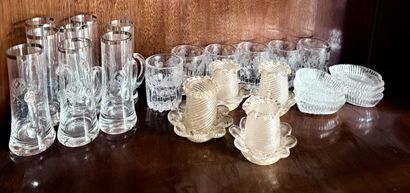 Lot de verrerie comprenant :
Six verres à...