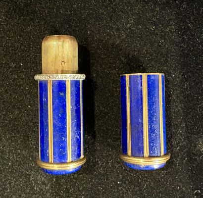 Tubular case in 18K (750‰) yellow gold and...