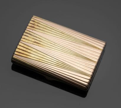 Cigarette case in 14K yellow and rose gold...