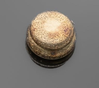 Pill box, circular in 18K (750‰) yellow gold,...