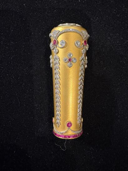 Umbrella handle in 18K (750‰) yellow gold,...