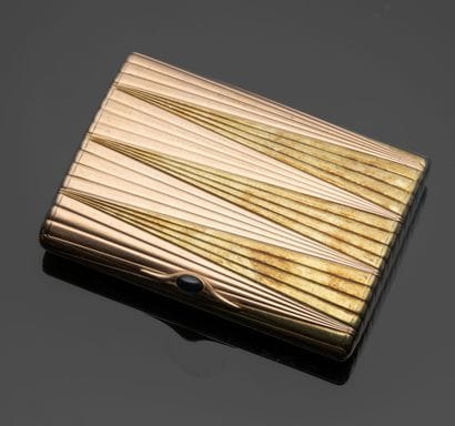Cigarette case in 14K yellow and rose gold...