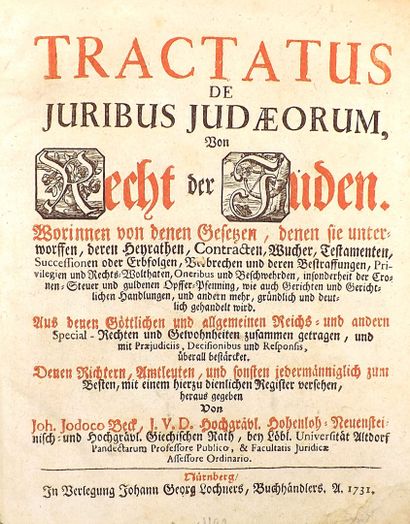 BECK (Johann Jodocus). TRACTATUS DE JURIBUS...