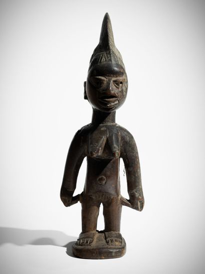 YOROUBA, NIGÉRIA, BÉNIN. 
Statuette féminine...