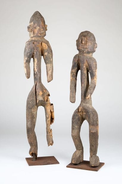 Couple de statues Montol, Nigeria 
Bois dur,...