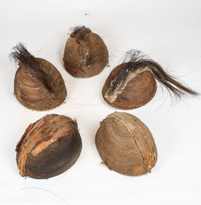 Ensemble de cinq coiffes, Tamberma, Togo/Bénin
Vannerie,...