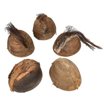 Ensemble de cinq coiffes, Tamberma, Togo/Bénin
Vannerie,...